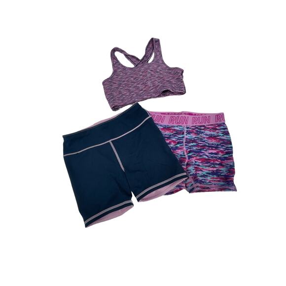 Danskin Now BCG Avia Lot of 3 Girls Sports Bra & Shorts Large 10-12-14 - Picture 1 of 10